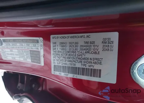 2020 Acura Rdx A-Spec Package из США, поврежденный, VIN 5J8TC2H66LL035705